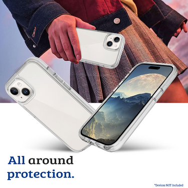 iPhone 15 Shockproof Case Cover with Wireless Charging Support - Easy Grip, Slip-Proof, Screen & Camera Lens Guard - Black